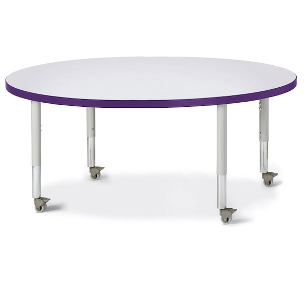 Berries Round Activity Table, 48 in. Diameter, Mobile, Freckled Gray/Purple/Gray
